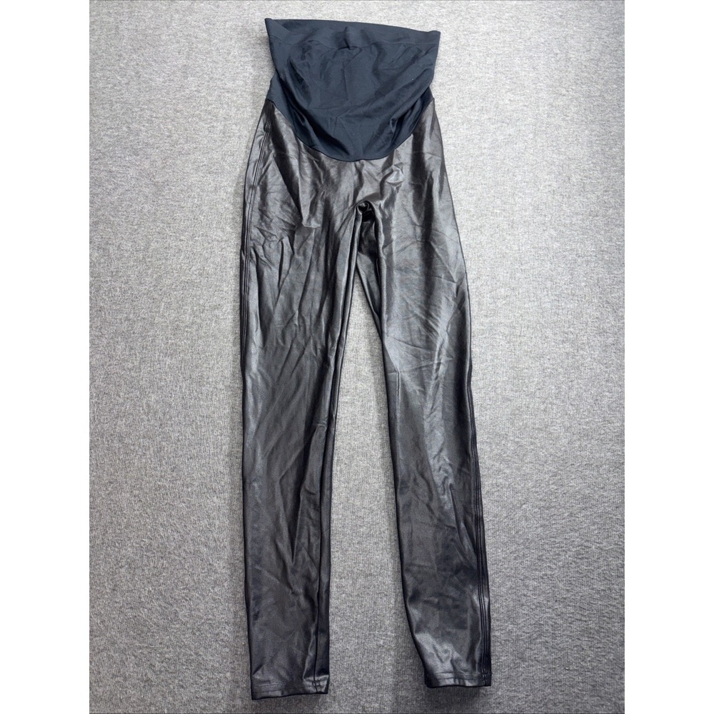 Spanx Size Large‎ Black Faux Leather Leggings Shapewear
